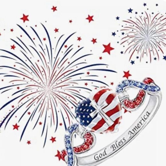 Flag Independence Day Cross Ring Fashion Ring Elegant - Picture 4 of 7